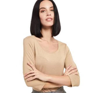 Max  Solid Women Round Neck Beige T-Shirt at Rs.279